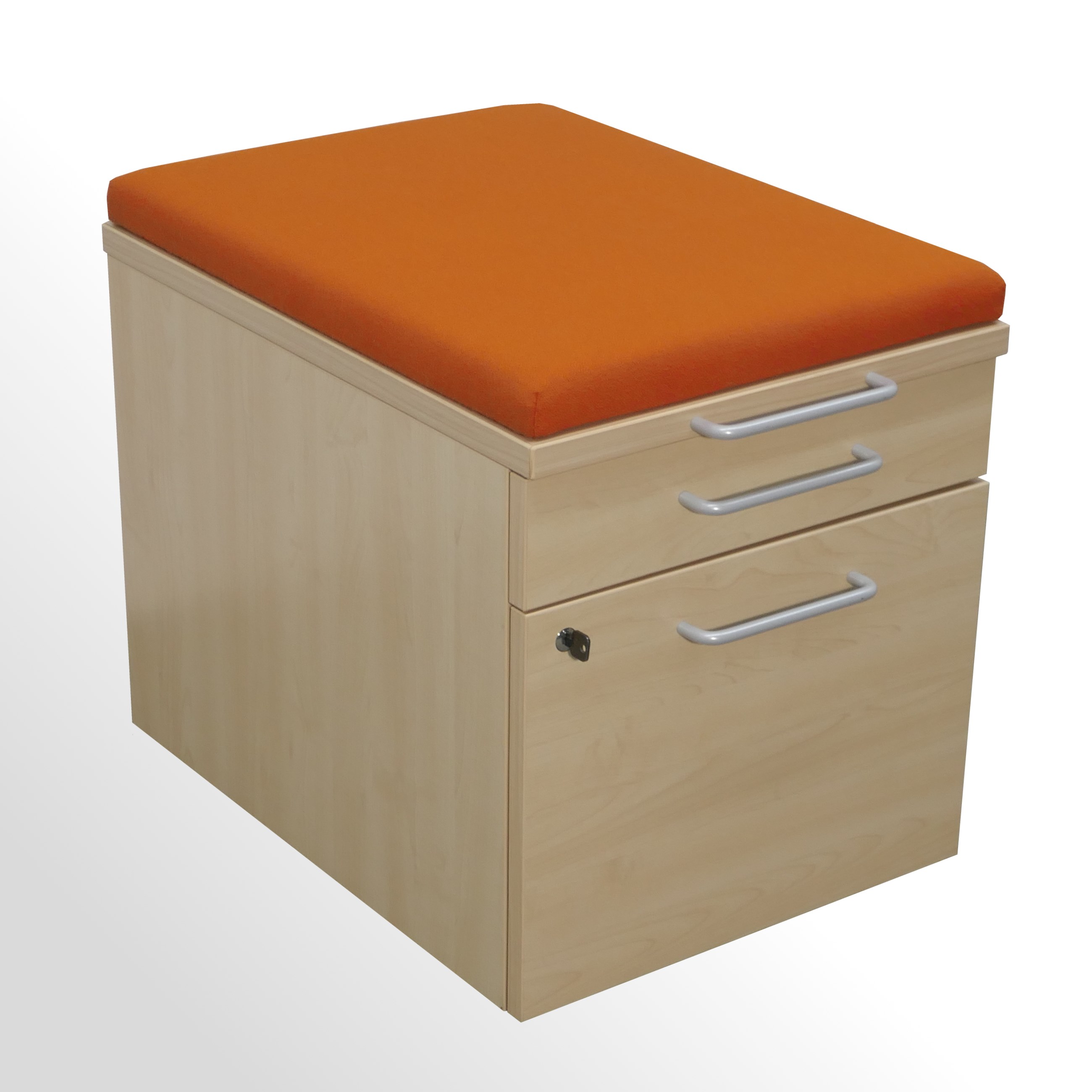 Gebrauchter Steelcase Rollcontainer mit Sitzpolster - Stoff orange