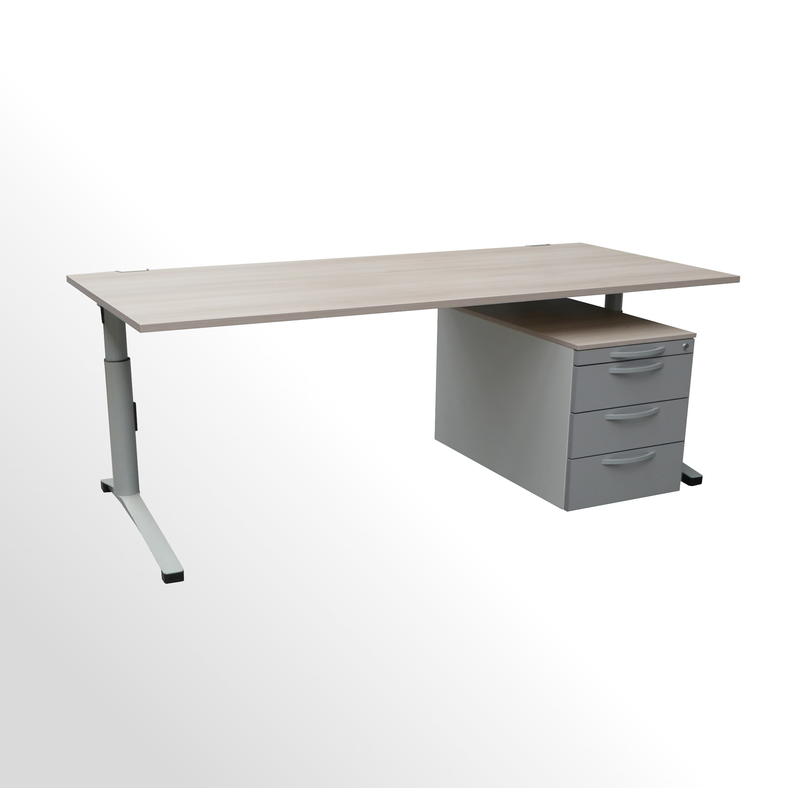 ***SETPREIS*** Gebrauchter Steelcase Schreibtisch incl. Rollcontainer mit Akazie-Deckboden