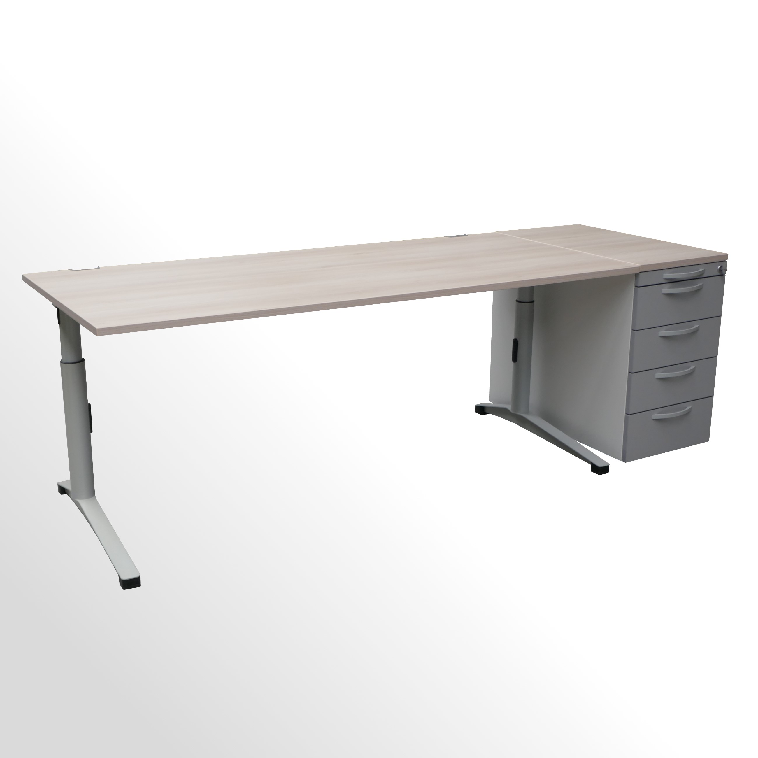 ***SETPREIS*** Gebrauchter Steelcase Schreibtisch incl. Standcontainer mit Akazie-Deckboden