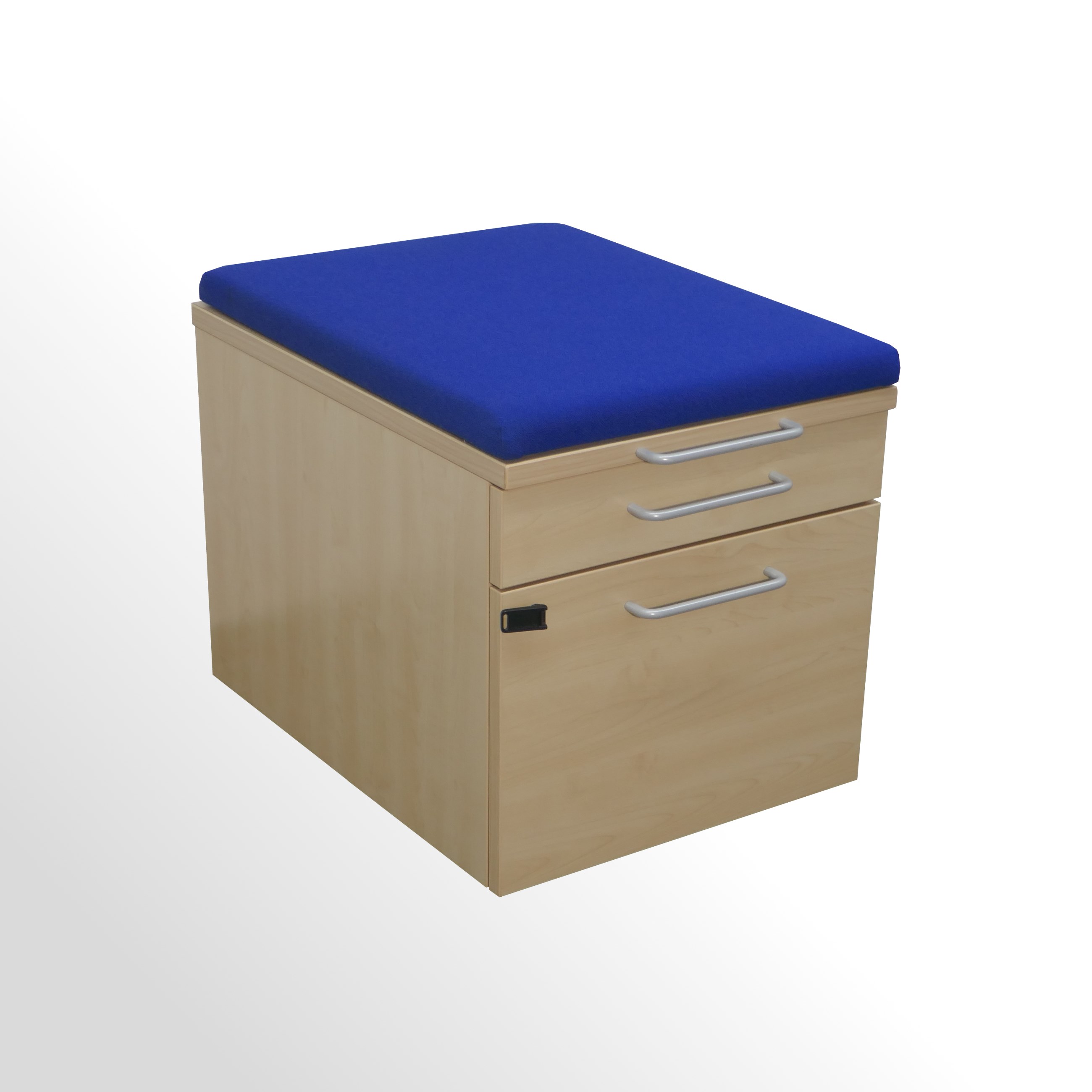 Gebrauchter Steelcase Rollcontainer mit Sitzpolster - Stoff blau