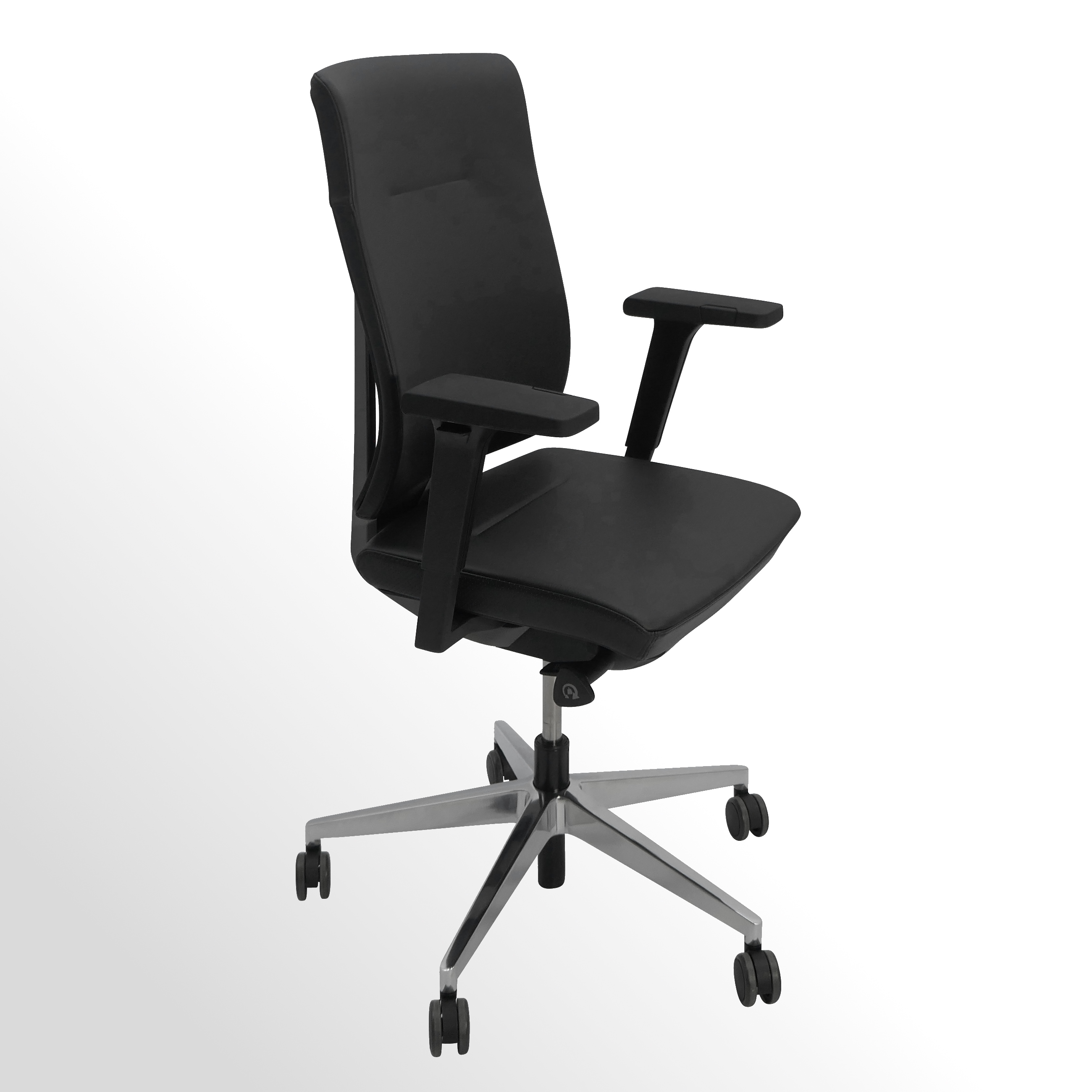 Ergonomischer Premium Bürodrehstuhl - Leder schwarz